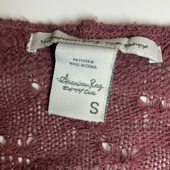 🩷AMERICAN RAG FALL BURGUNDY MAROON RED KNIT LACE SWEATER CARDIGAN SIZE SMALL - Picture 3 of 6